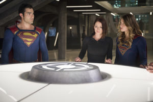 Supergirl -- "The Last Children of Krypton" -- Image SPG202b_0268 -- Pictured (L-R): Tyler Hoechlin as Clark/Superman, Chyler Leigh as Alex Danvers, and Melissa Benoist Kara/Supergirl -- Photo: Diyah Pera/The CW -- é 2016 The CW Network, LLC. All Rights Reserved