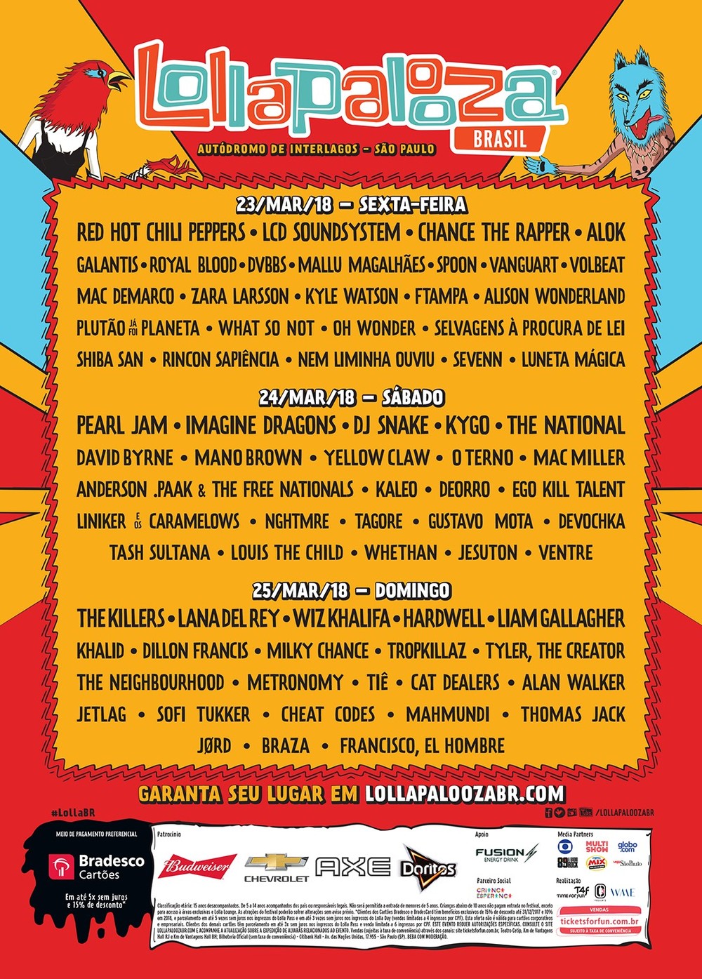 Lollapalooza 2018 divulga programação por dia, vem ver!